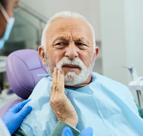 Older man with a beard for tooth extractions